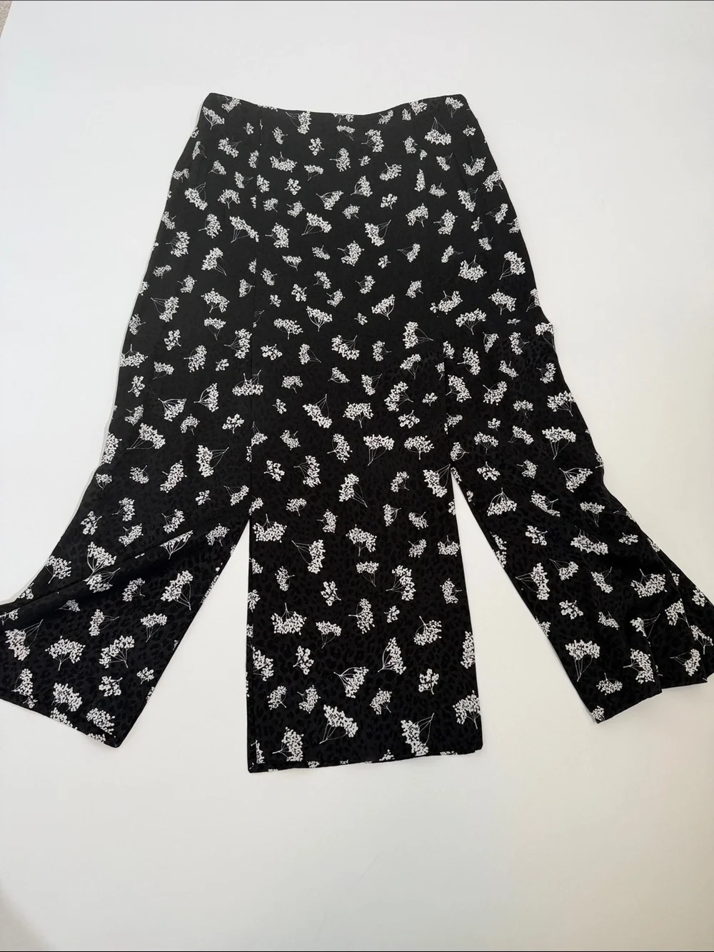 NWT Maje Midi Skirt Black Floral Print Size 40 US 12